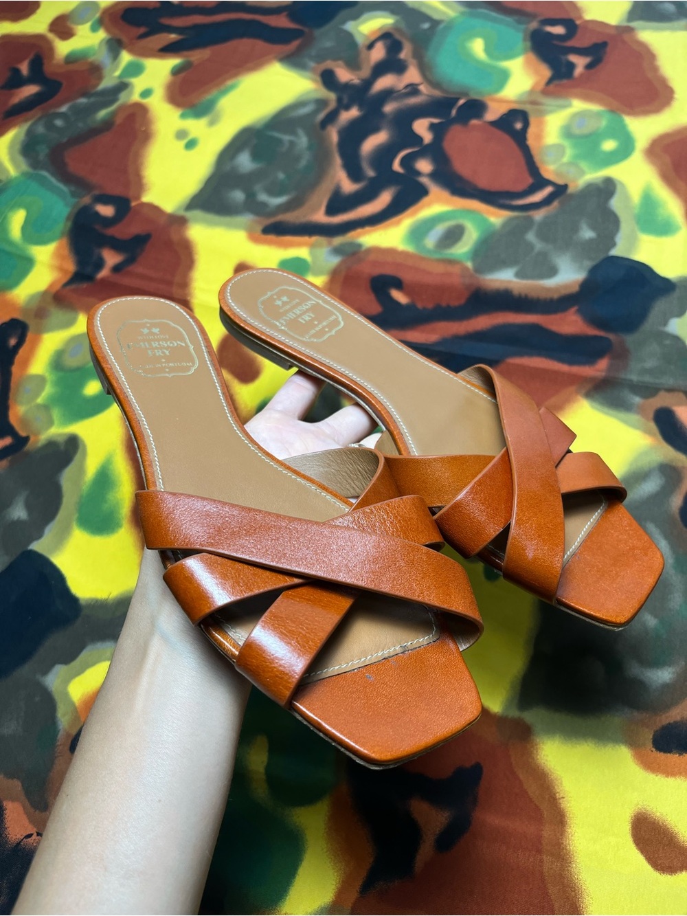 Emerson Fry Fortuna Slide Almond Womens Size 38 made in Portugal